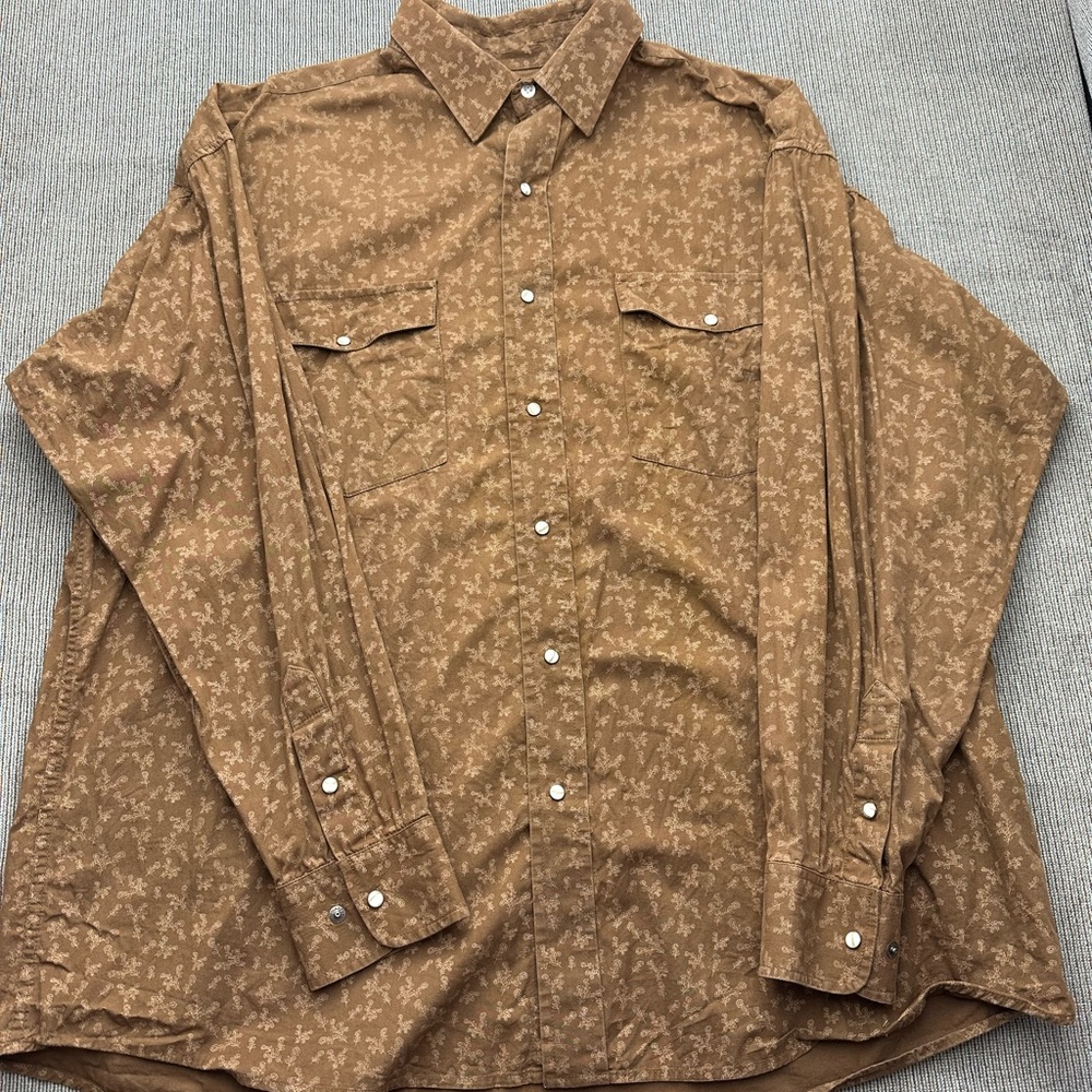 Vintage panhandle Men's Long-Sleeve Button-Up Shirt in Light Brown